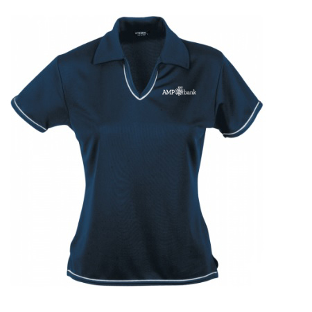 » Ladies Polyester Contrast Polo Shirt – Navy (AMP Bank)